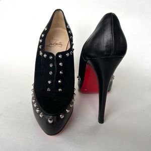 Christian Louboutin Black Suede and Studded AstraQueen Booties.